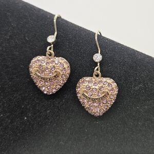 Juicy Couture sparkling pink stone puffed heart earrings.